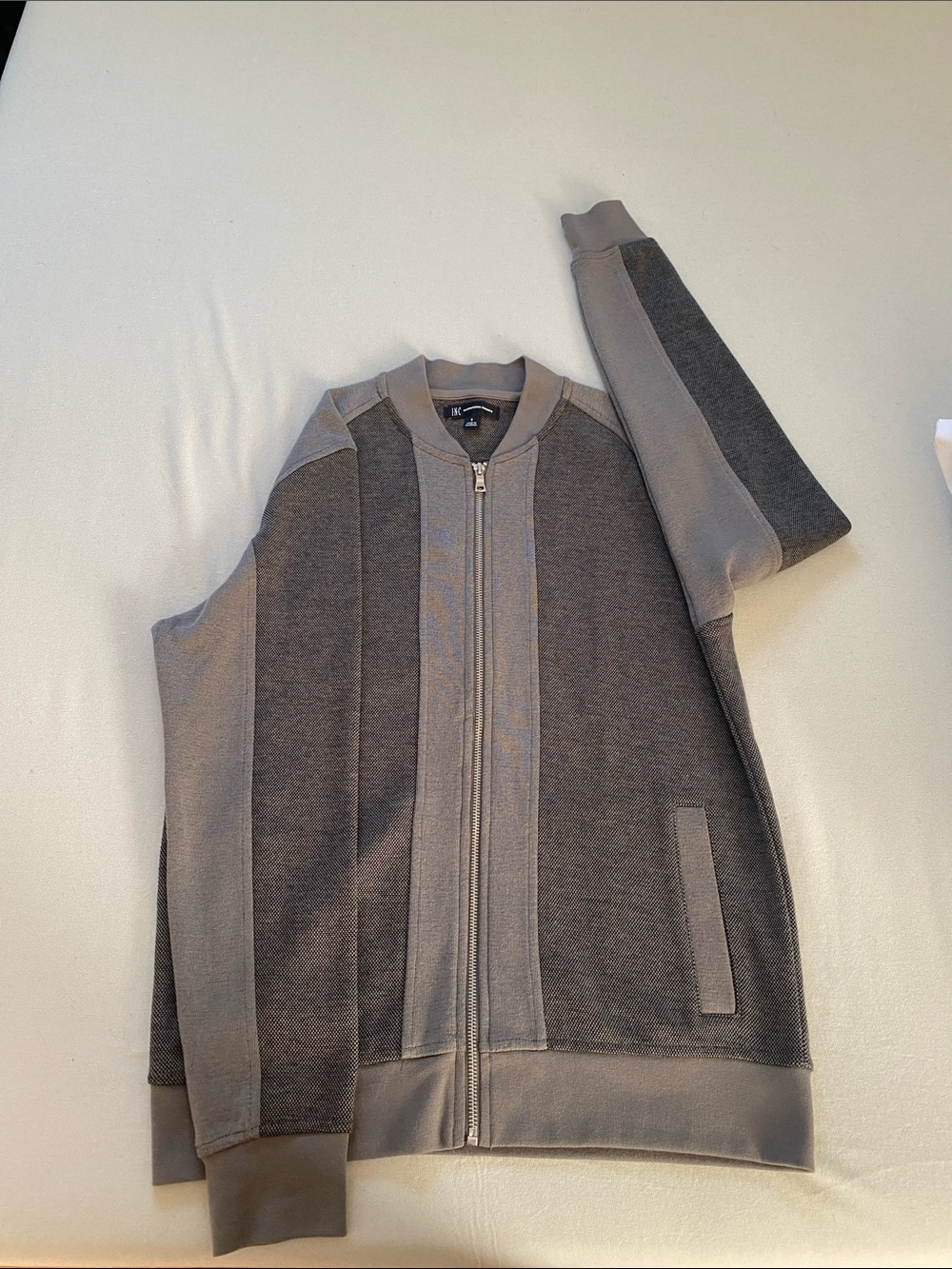 INC International Concepts Men's Two-Tone Gray Zip-Up Sweater Jacket